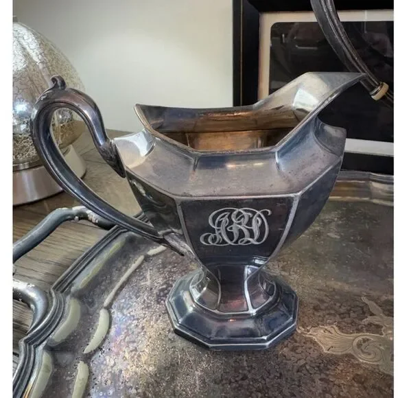 Gorgeous Antique Reed and Barton Art Deco Silver Plated Tea set #3690 with tray - Picture 15 of 16